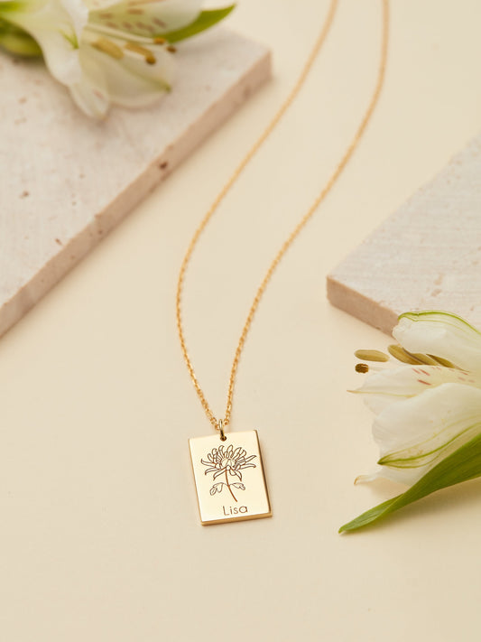 Birth Flower Necklace | Personalized Mother's Day Gift | Mother Daughter Necklace | Gold Filled Necklace | Delicate Custom Necklace for Mom