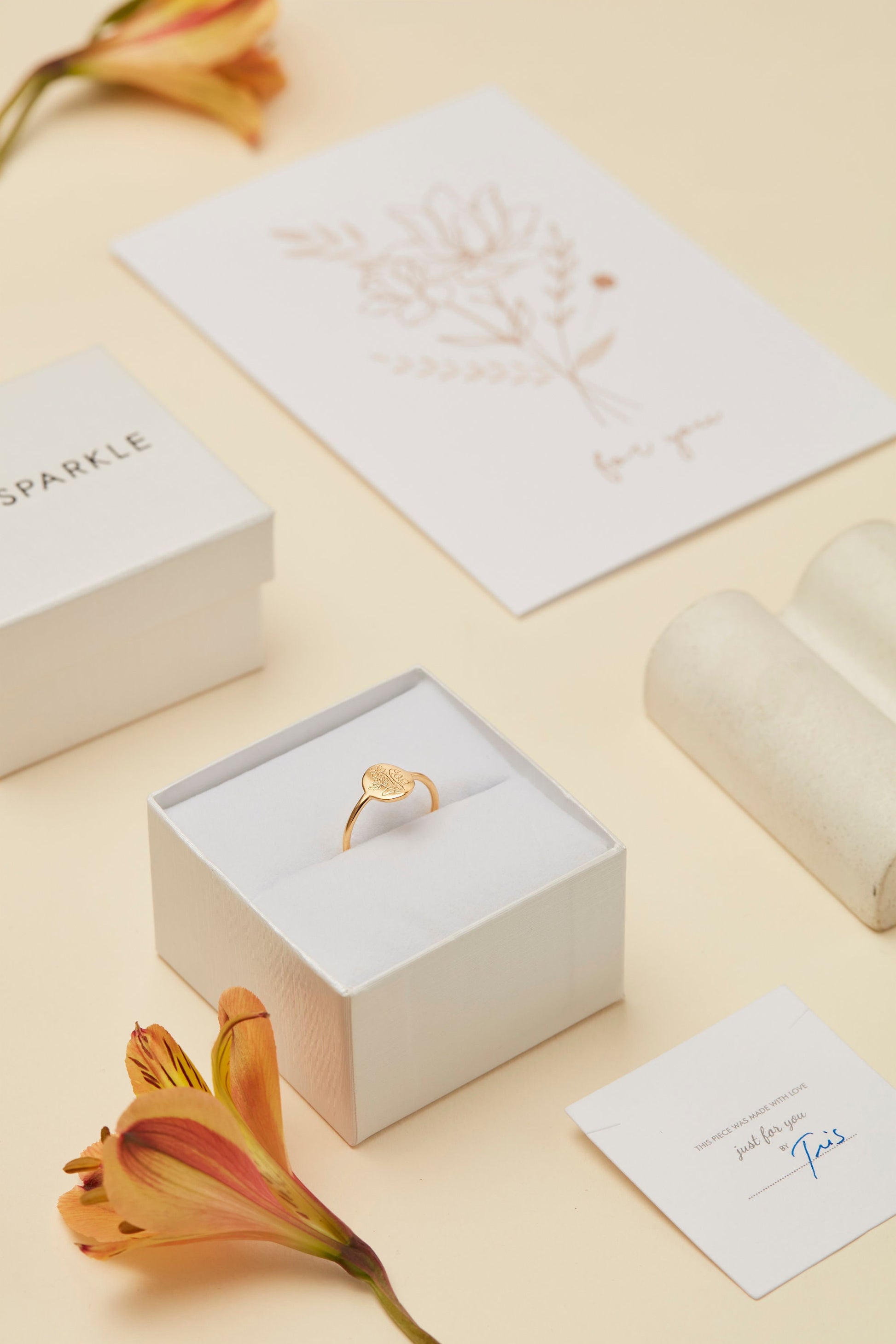 Personalized WildFlower Ring | Custom Dainty Ring | Everyday Statement Ring | Stacking Ring | Minimalist Stacking Ring | Engraved Ring