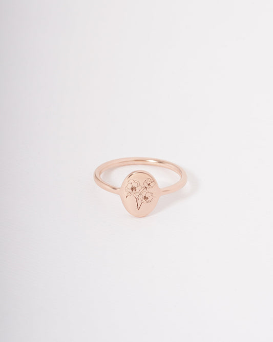 Personalized Birth Flower Ring | Custom Dainty Ring | Everyday Statement Ring | Stacking Ring | Minimalist Stacking Ring | Engraved Ring