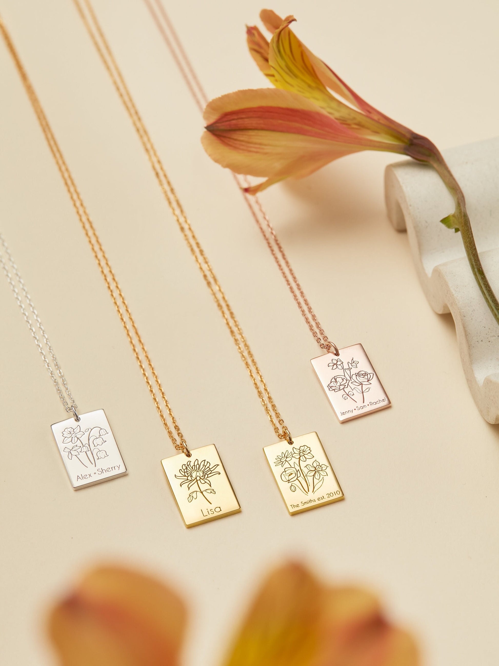 Mother's Day Gift | Multiple Birth Flower Necklace| Family Floral Necklace| Family Birth Flower Necklace| Custom Bouquet Necklace