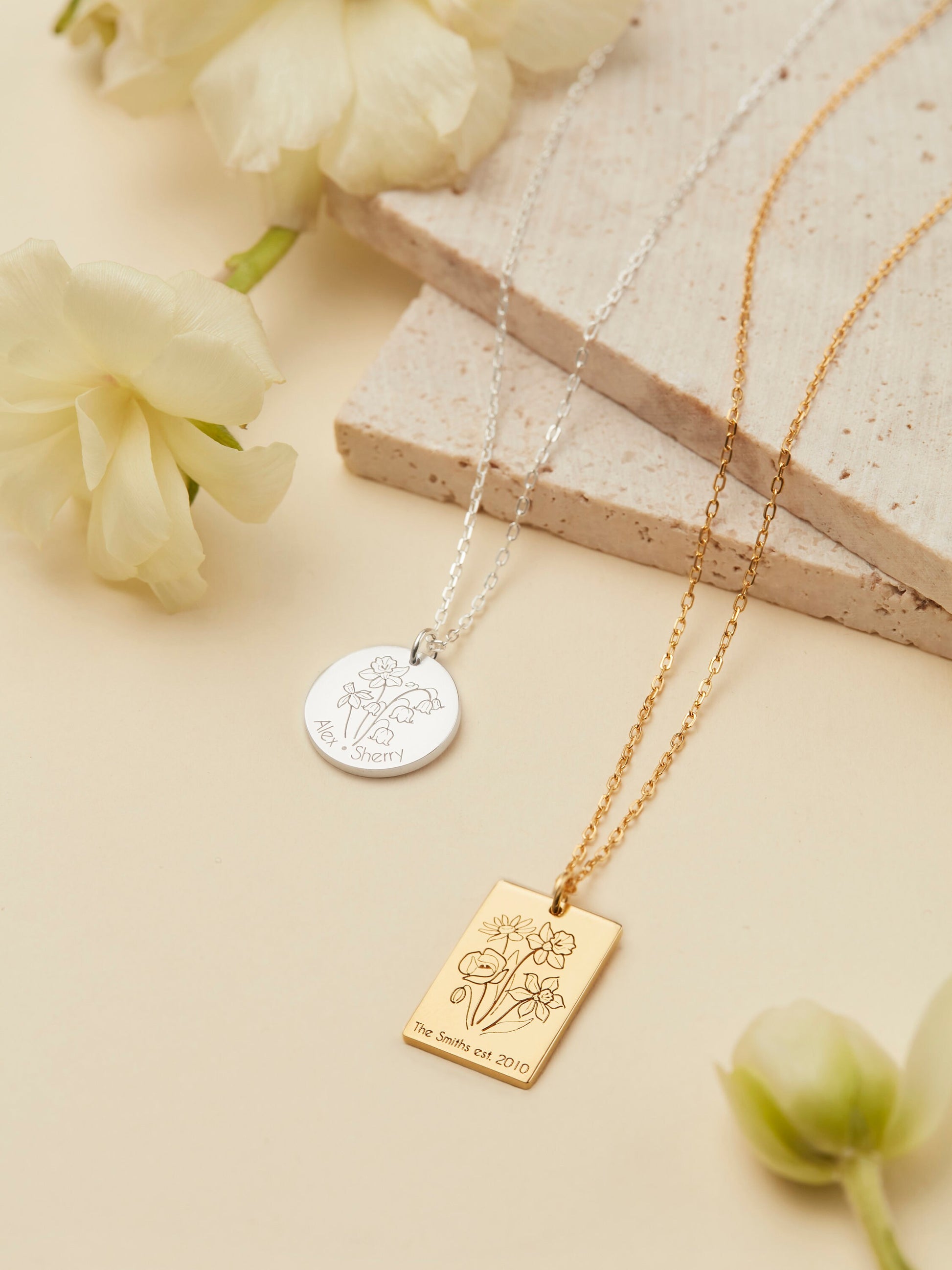 Mother's Day Gift | Multiple Birth Flower Necklace| Family Floral Necklace| Family Birth Flower Necklace| Custom Bouquet Necklace