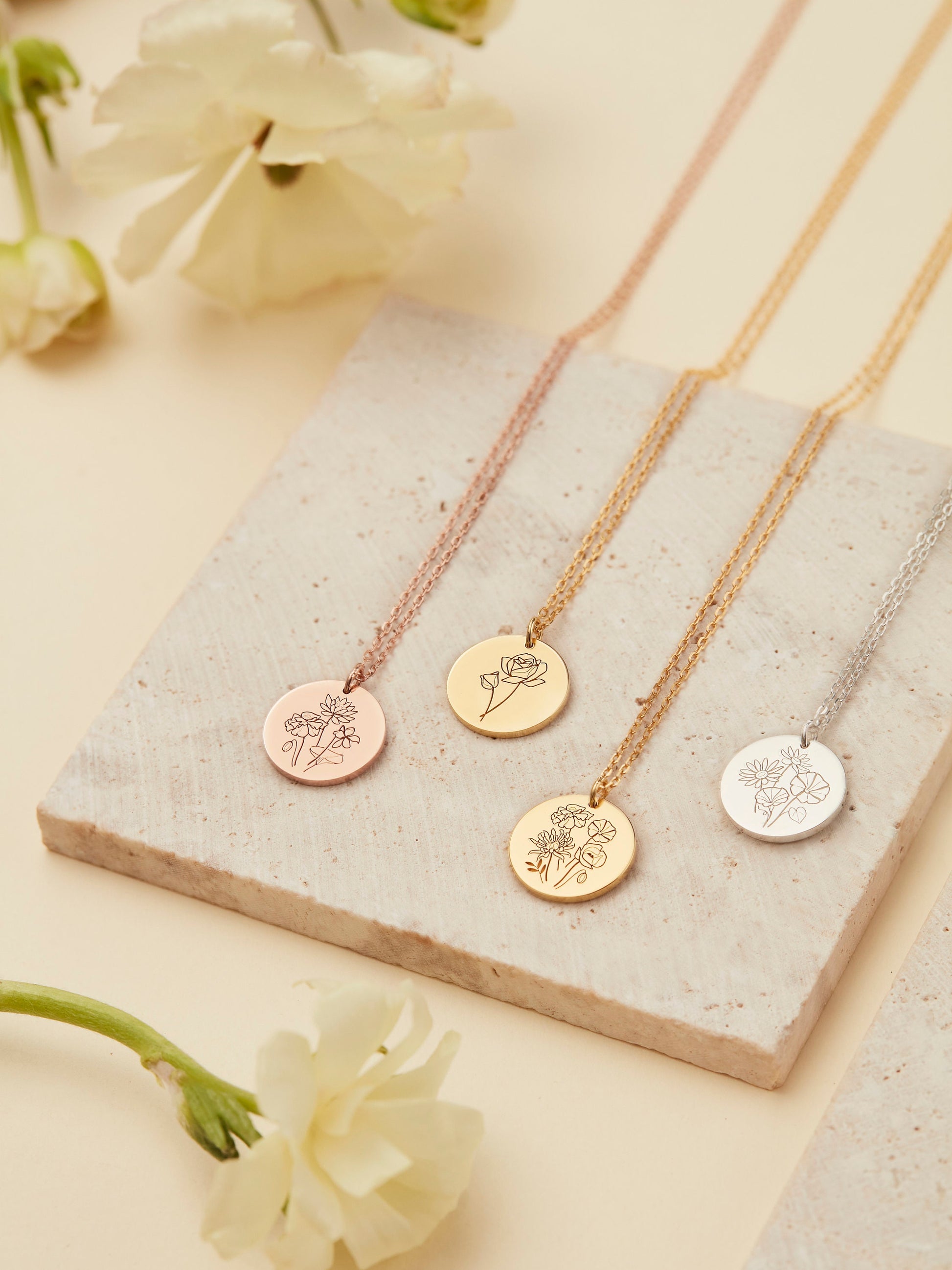 Mother's Day Gift | Multiple BirthFlower Necklace | Family Floral Necklace | Custom Family Bouquet Necklace|  Gift for Bridesmaid