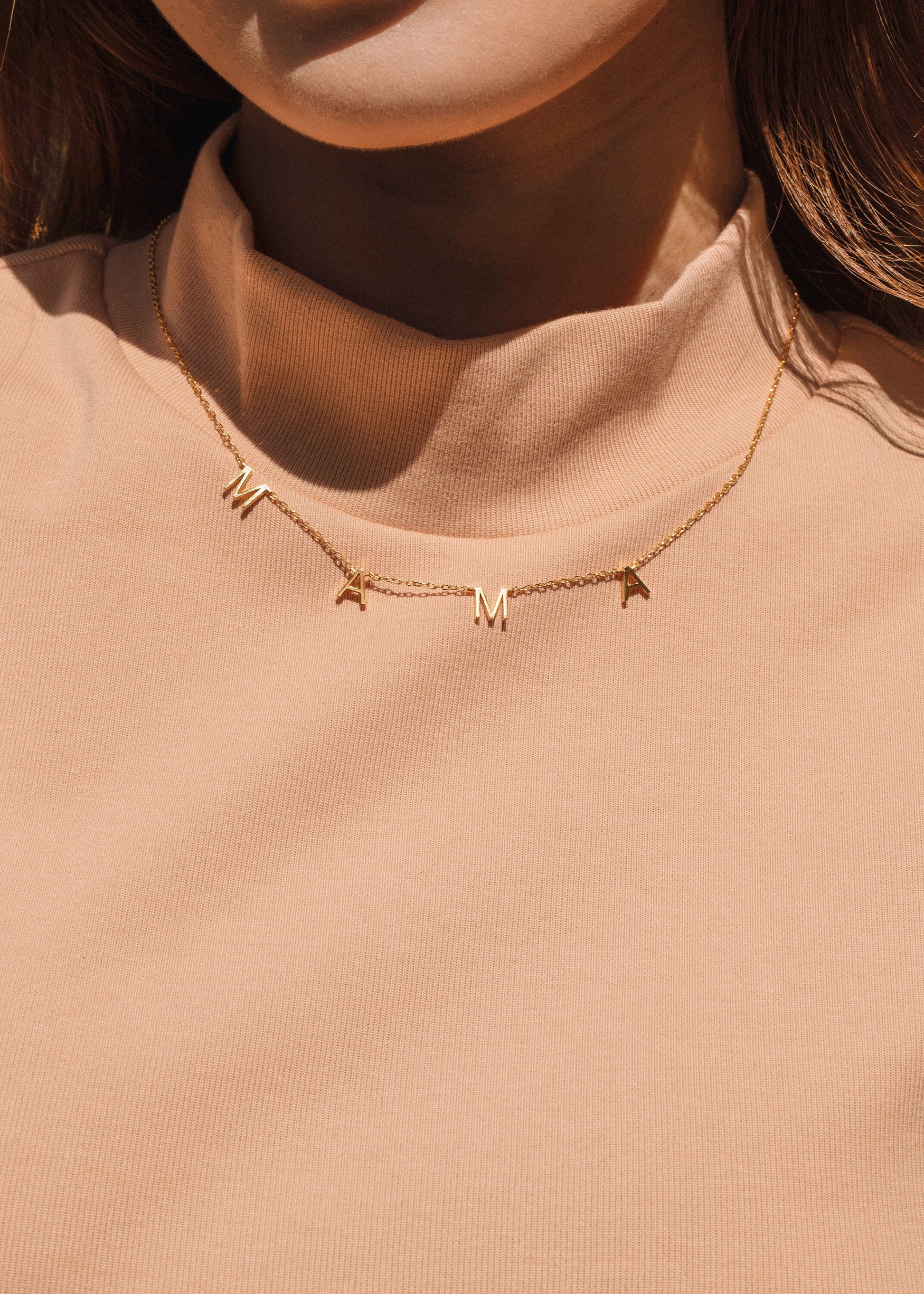 Mama-Mom-Love Letter Necklace | Mother's Day Gift| Minimal Necklace | New Mom Gift| Pregnancy Necklace|Gift For Mom | Baby Shower Gift