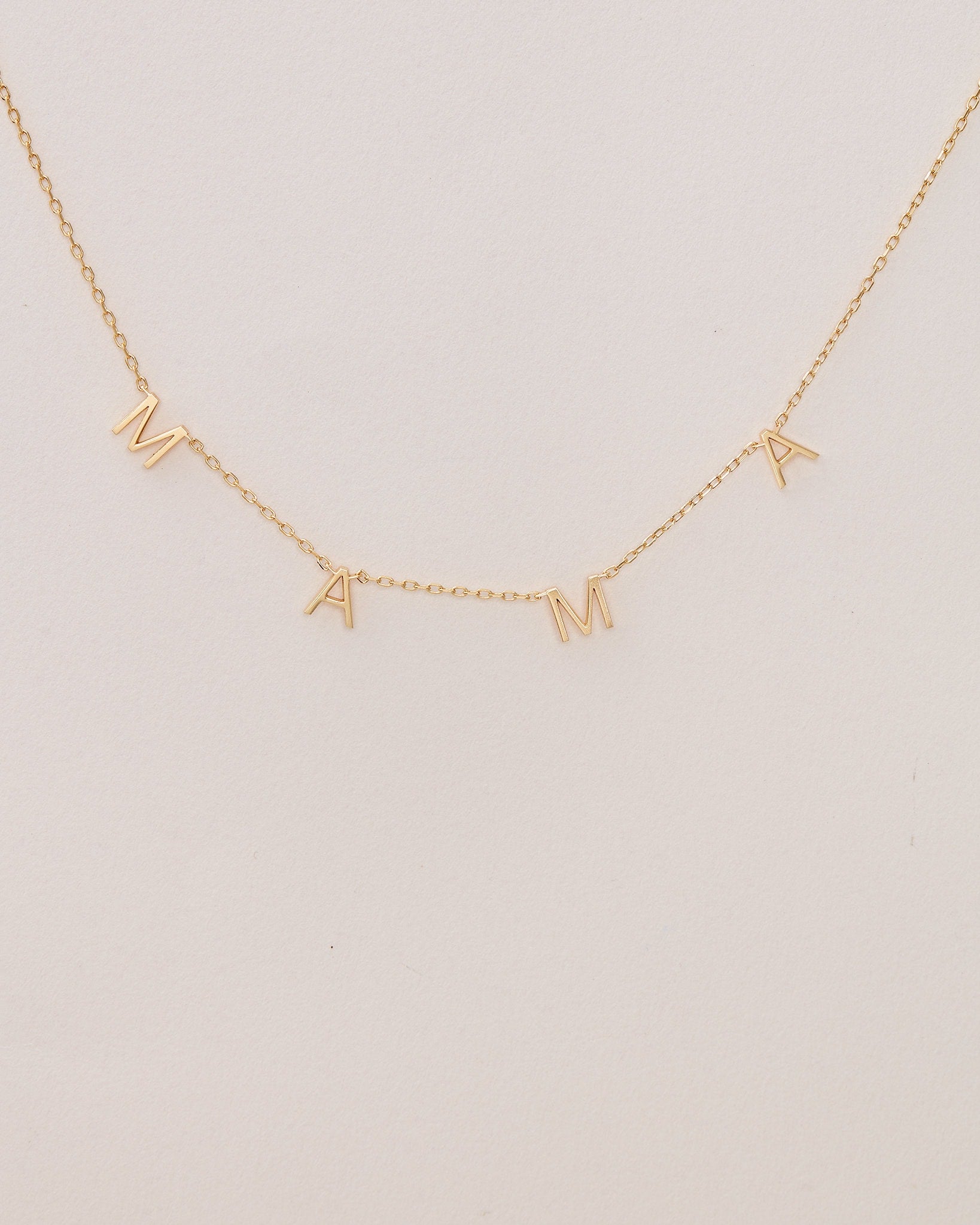 Mama-Mom-Love Letter Necklace | Mother's Day Gift| Minimal Necklace | New Mom Gift| Pregnancy Necklace|Gift For Mom | Baby Shower Gift